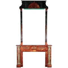 20th Century Rare Art Deco Period Fireplace Mantel with Trumeau 6