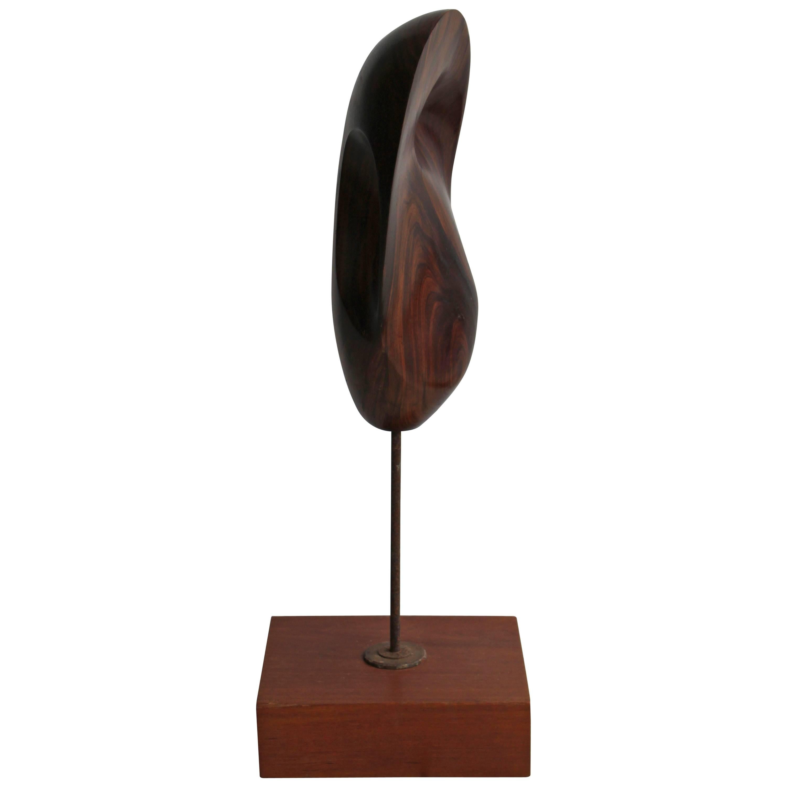 Curved Wooden Sculpture by Bertram Eaton from 1960s For Sale