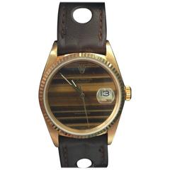 Wonderful and Rare 18-Karat Rolex Datejust with Tiger Eye Dial, Mens Size