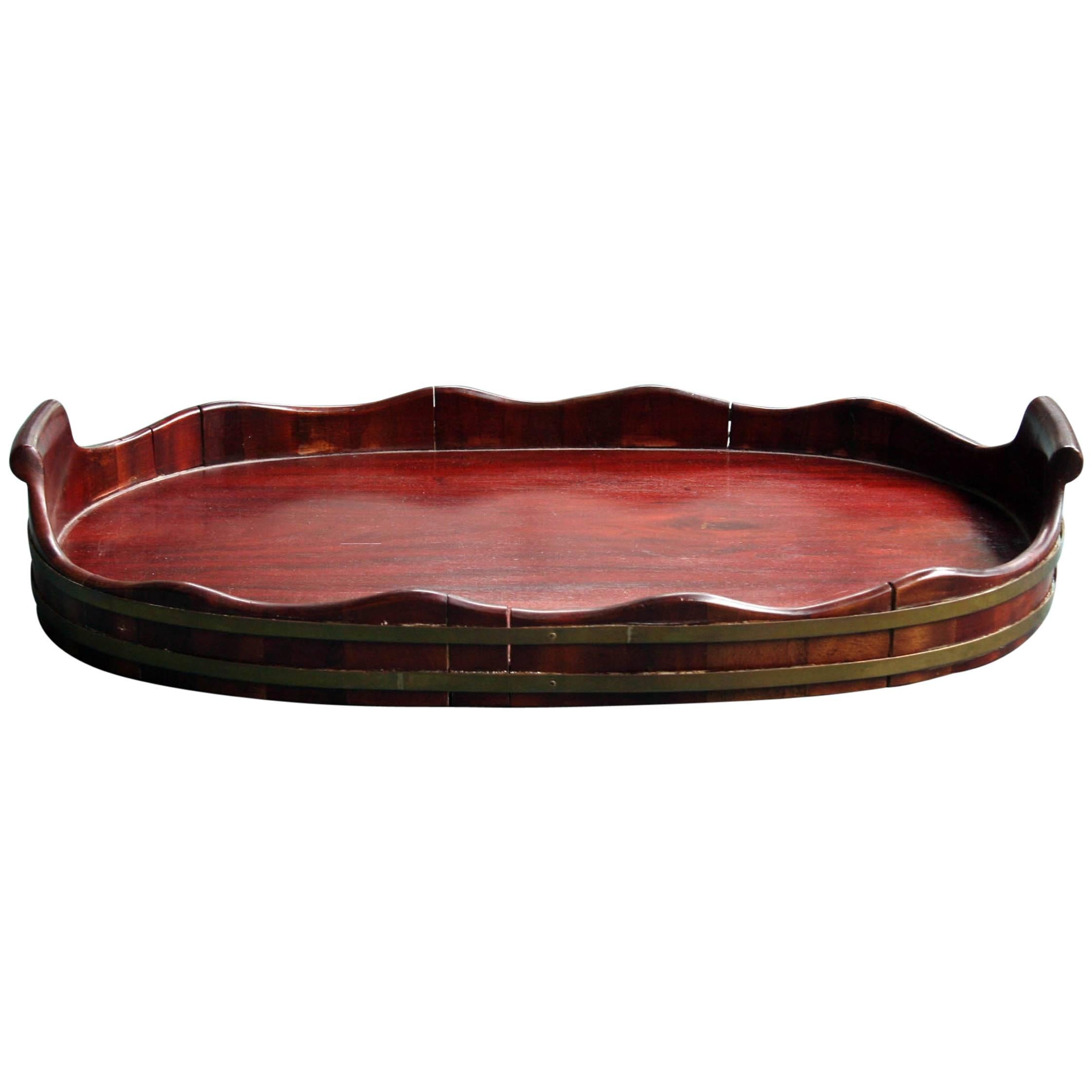 18th Century English Brass Bound Oval Tray For Sale