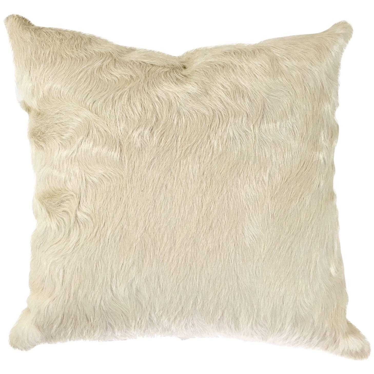 Ivory Brazilian Cowhide Pillow For Sale