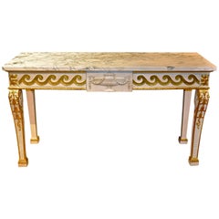 Late 19th Century Irish Parcel-Gilt and Marble Console Table, Style of Kent