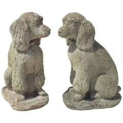 English Garden Stone Dogs, Poodles (One Available)