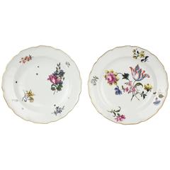Pair of Antique 18th Century Meissen Porcelain Plates with Floral Decoration