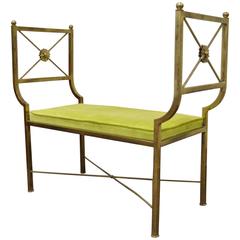 Brass Hollywood Regency Neoclassical Style Bench after Mastercraft X-Form Brass Hollywood Regency Neoclassical Style Bench after Mastercraft X-Form