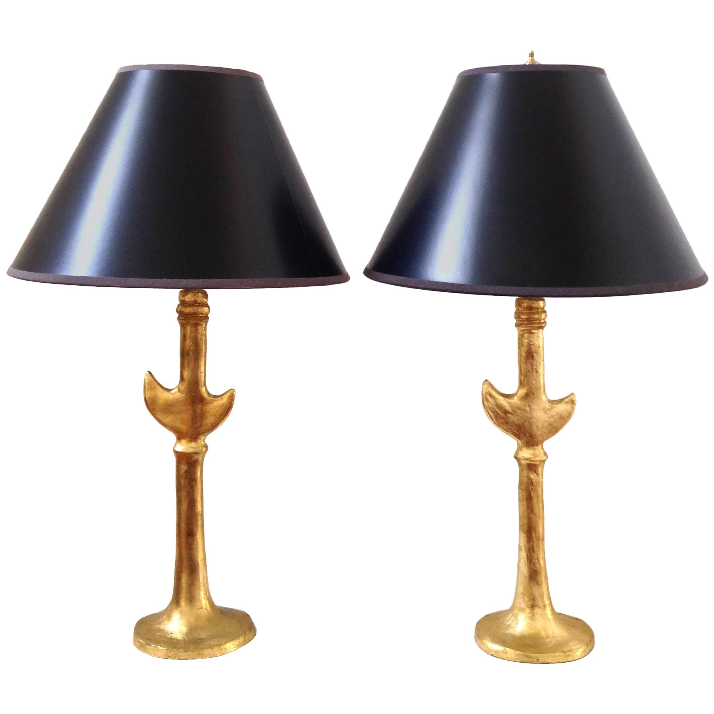 Pair of Giacometti Style Lamps For Sale