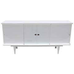 French Art Moderne/ Mid-Century Modern Snow White Lacquered Sideboard, 1950s