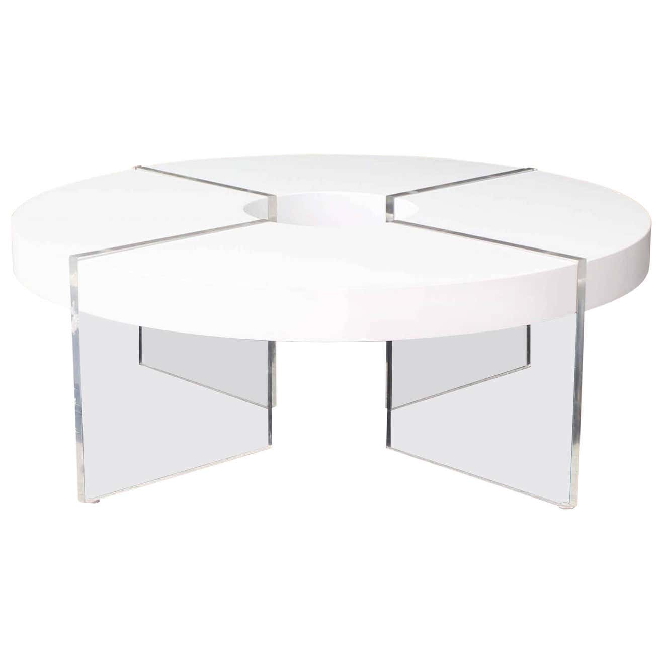 Round Circle White Lacquer Lucite Coffee Table at 1stDibs | round ...