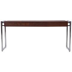 Rare, Sleek, Milo Baughman Rosewood and Chrome Desk / Writing Table with Drawers