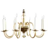 Shapely Murano 1950s Pale Gold Glass Eight-Light Chandelier