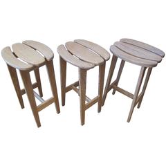 Set of Three Bar Stools by Guillerme et Chambron
