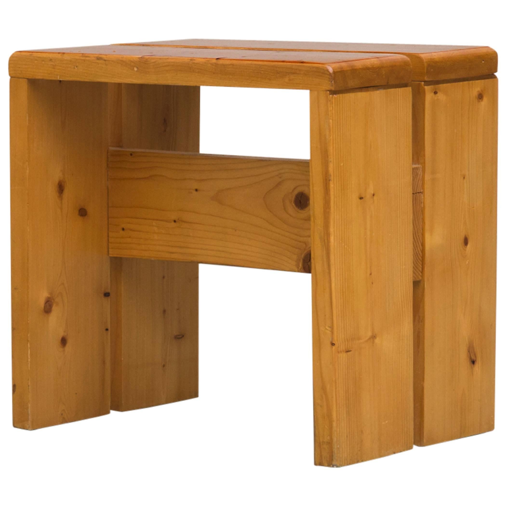 Charlotte Perriand Solid Pine Stool for Les Arcs