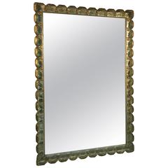 Retro Incredible Italian Silver and Gold Leaf Seashell Form Wall Mirror