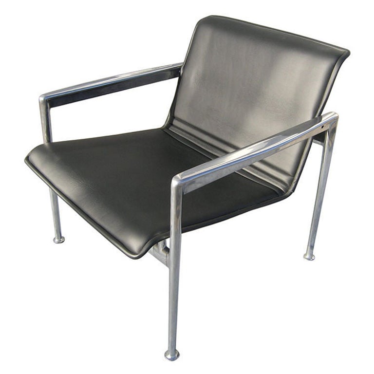 Aluminum and Leather 1966 Collection Lounge Chair by Richard Schultz for Knoll For Sale