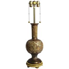 Retro Chinese Bronze Cloisonne Lamp by Marbro