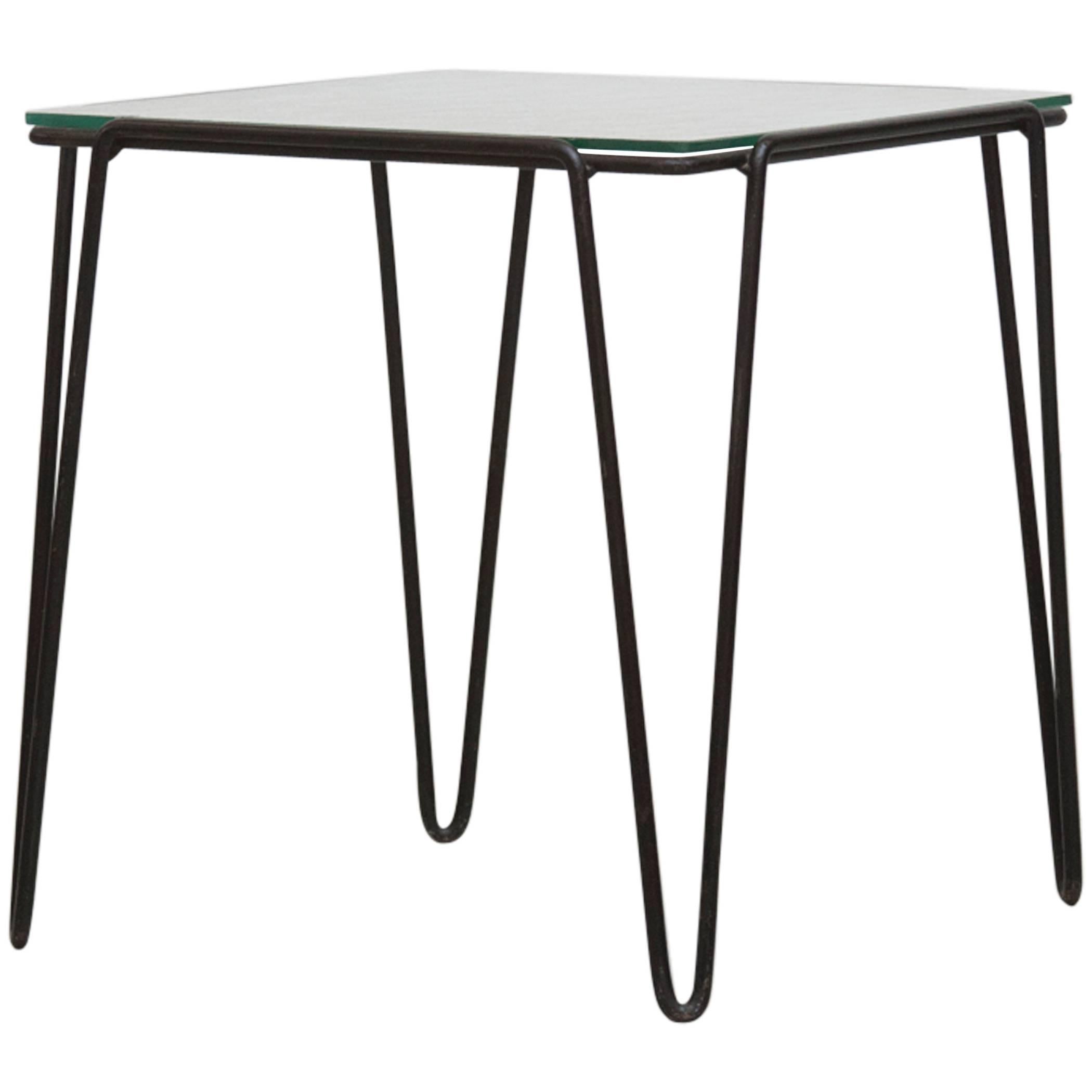 A. Bueno de Mesquita for Spurs Glass and Metal Side Table