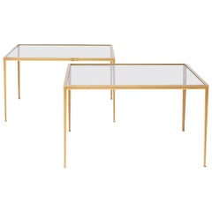 Pair of Brass Square Form Werkstatte Coffee Tables
