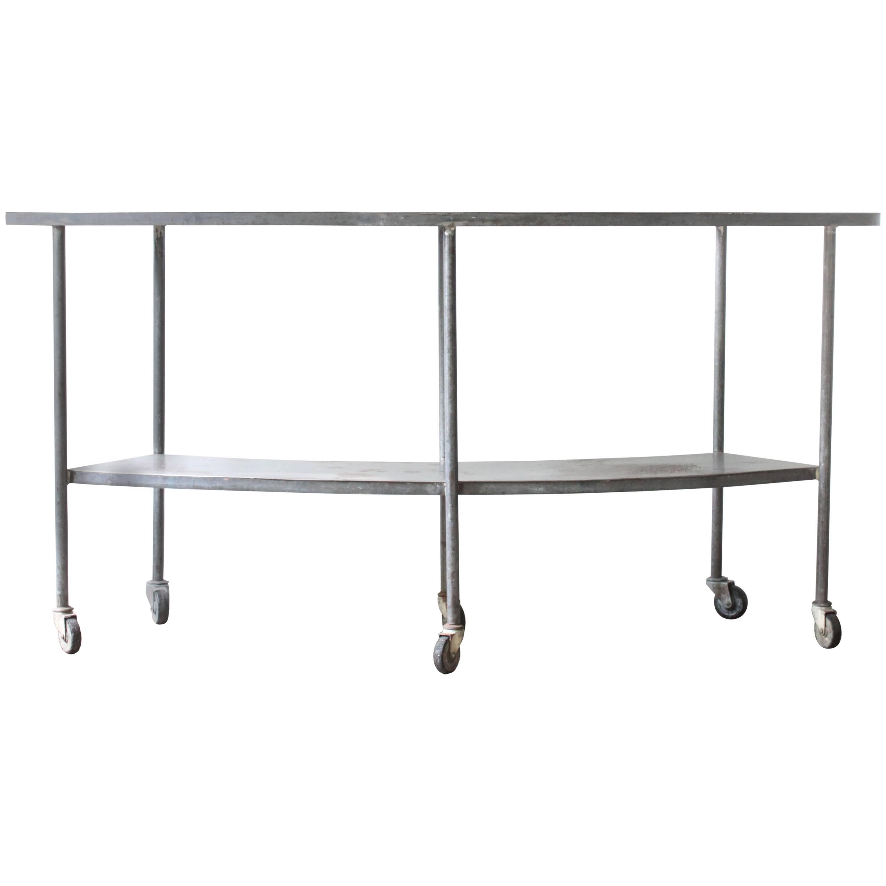 Curved Industrial Table on Casters