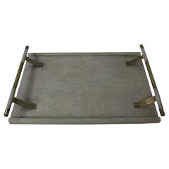 Shagreen Service Tray with Brass Inlay