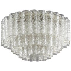 Round Ice Glass Ceiling Flush Mount, Doria Lichtenwerken, 1970