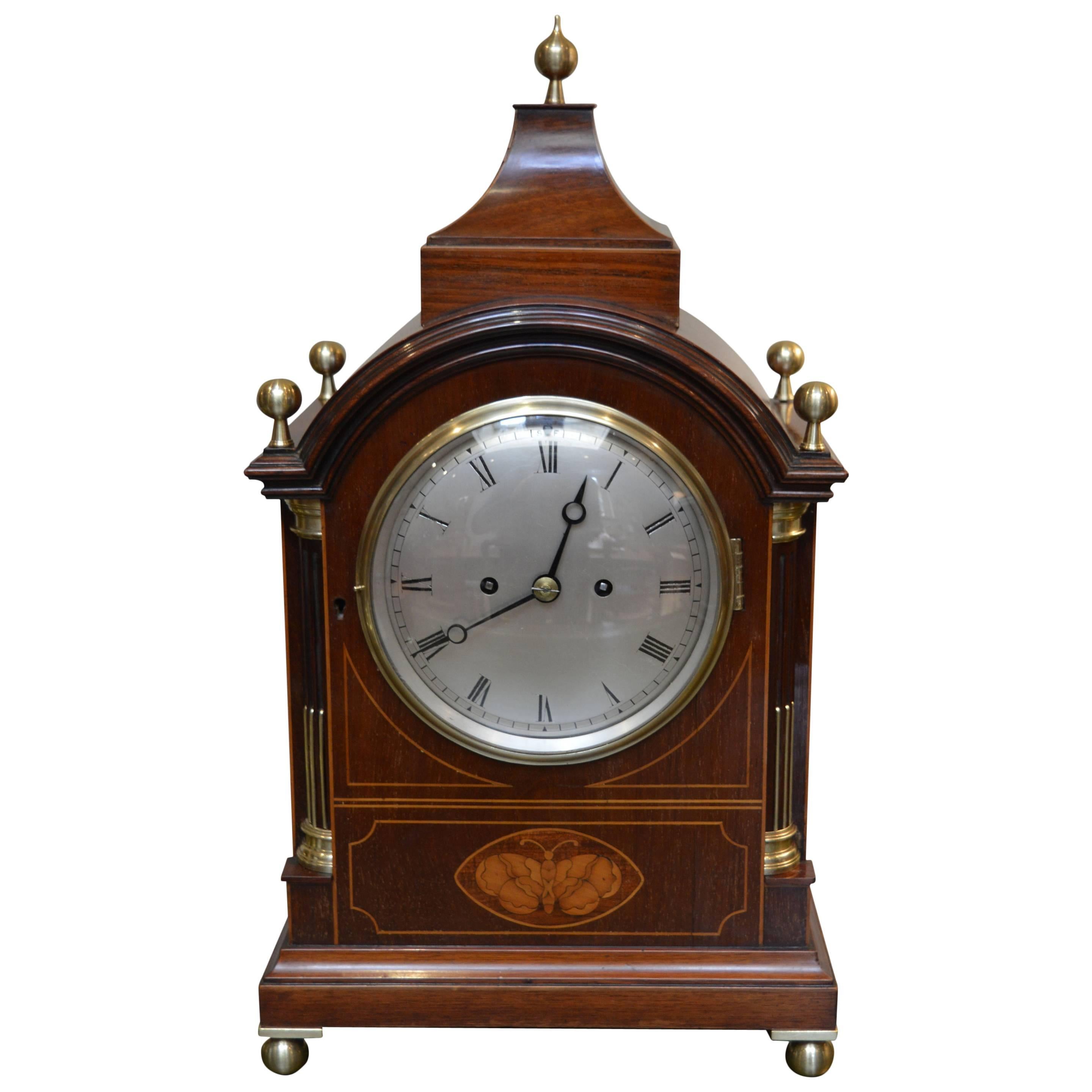 Late 19th Century Mahogany and Inlay Fusee Bracket Clock For Sale