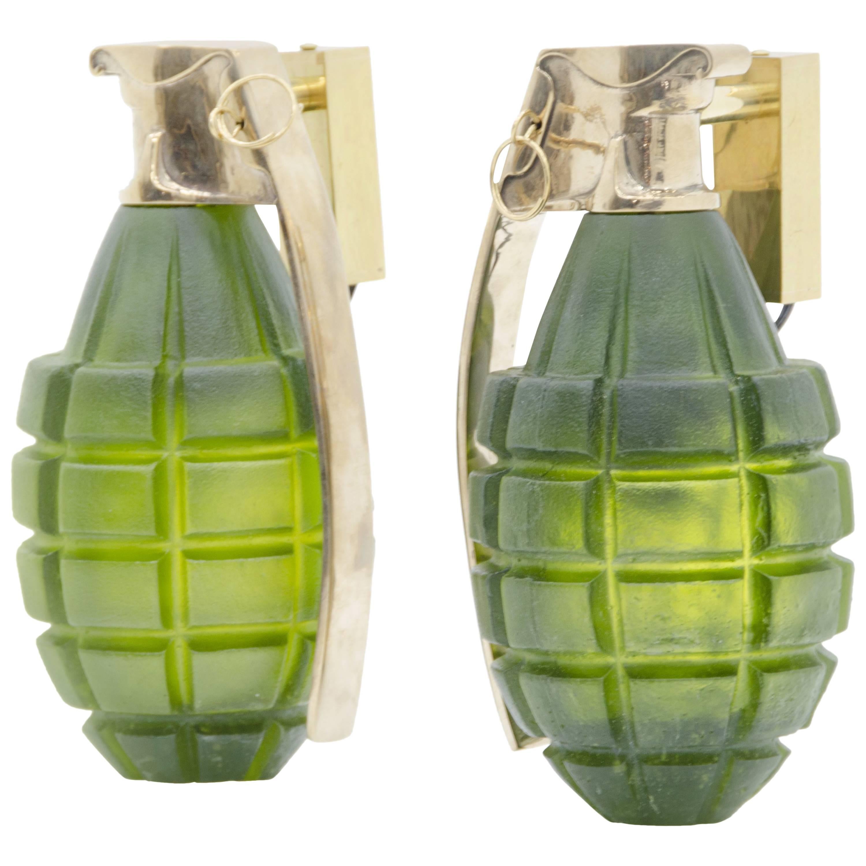 Pair of Grenade Sconces by Stan Usel For Sale