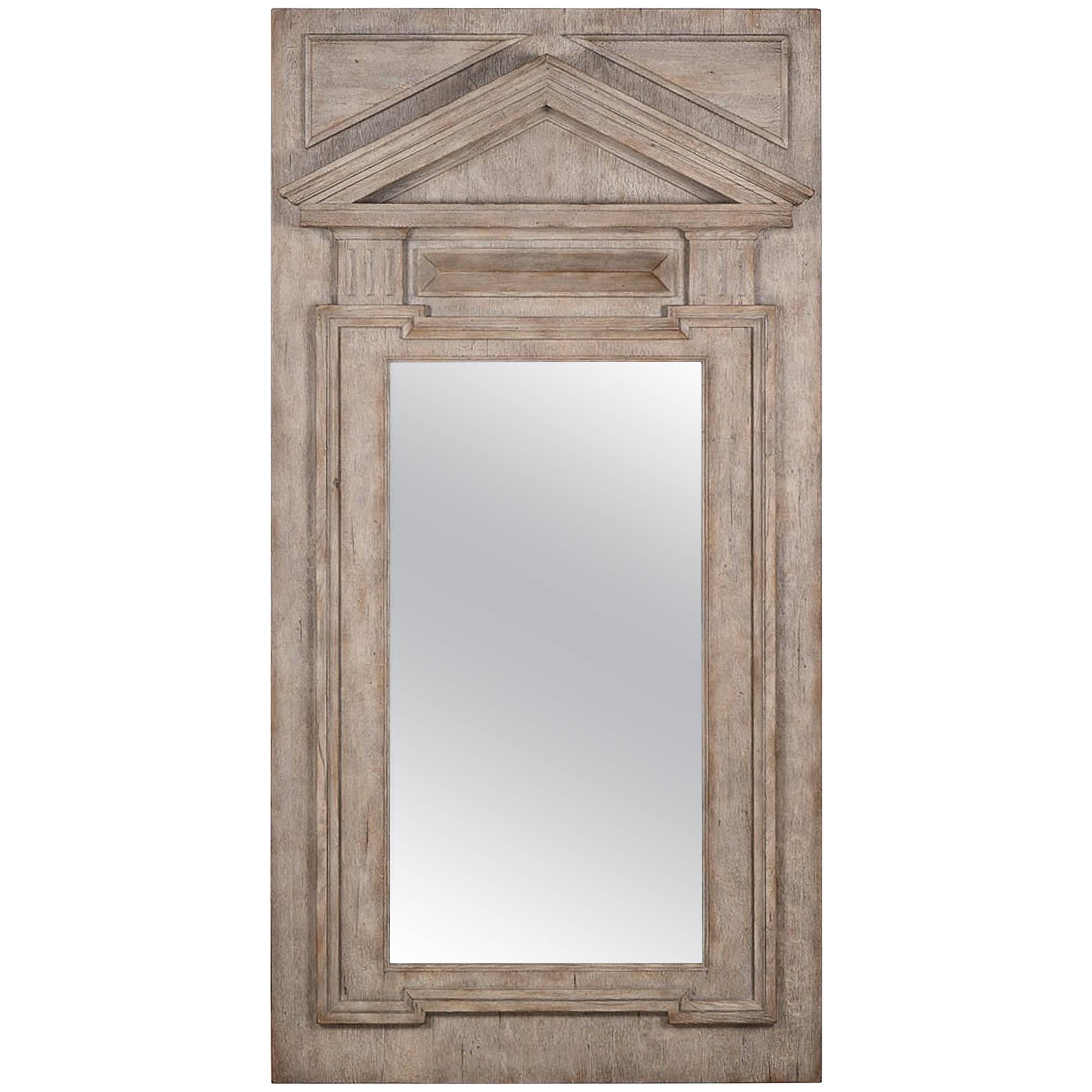 Fronton Mirror Glass in Handwork Driftwood Neoclassic Style