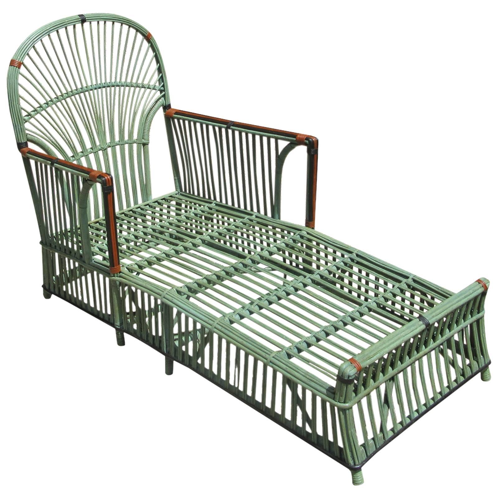 Stick Wicker Chaise Lounge For Sale