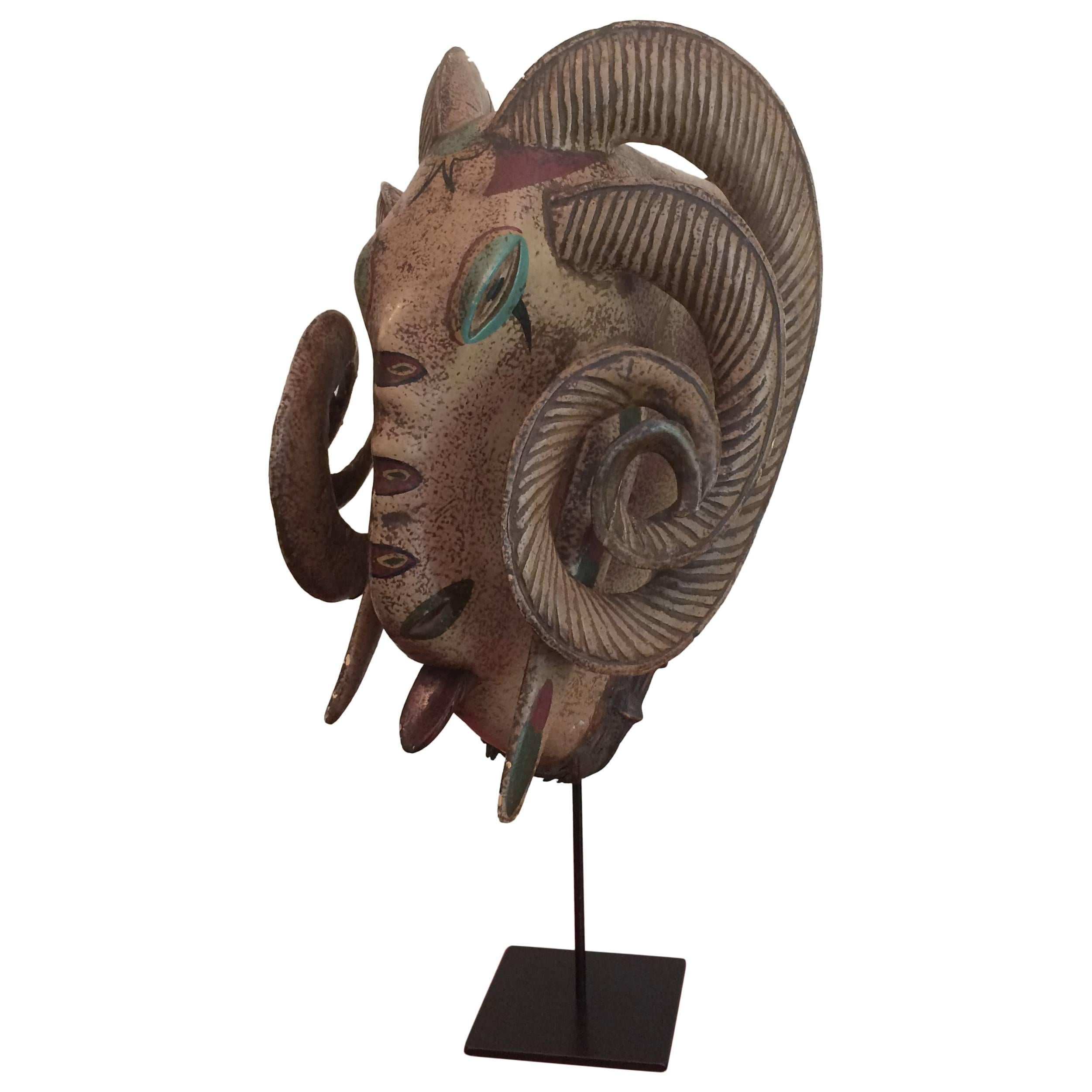 Impressive Ram Head Mask from the Ivory Coast