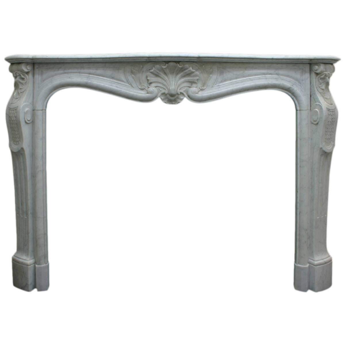 Restored 19th Century Louis XV Carrara Marble Fireplace Surround