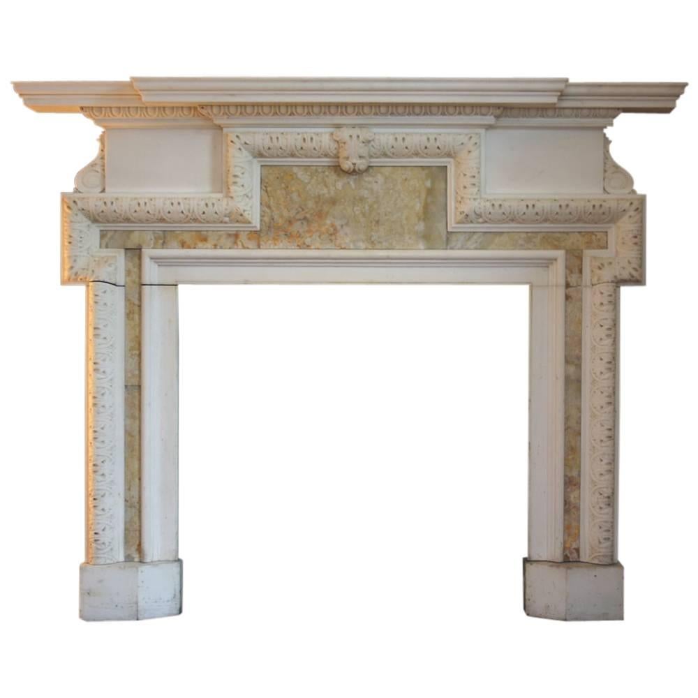 18th Century Georgian Statuary Marble and Alabaster Chimneypiece