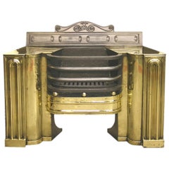 19th Century Regency Cast Iron and Brass Hob Grate