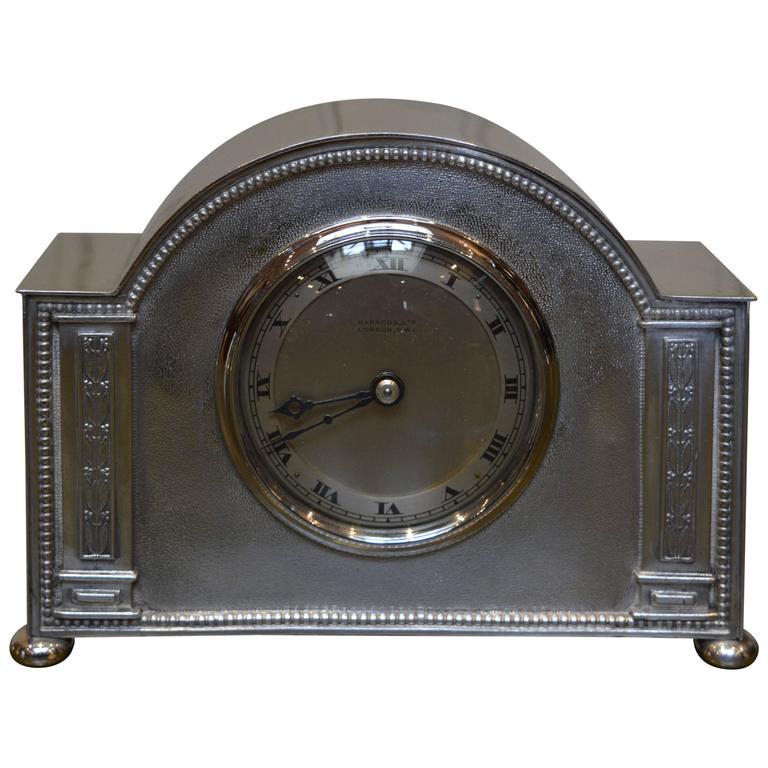 Small Silver Plated Mantel Clock by Harrods at 1stdibs