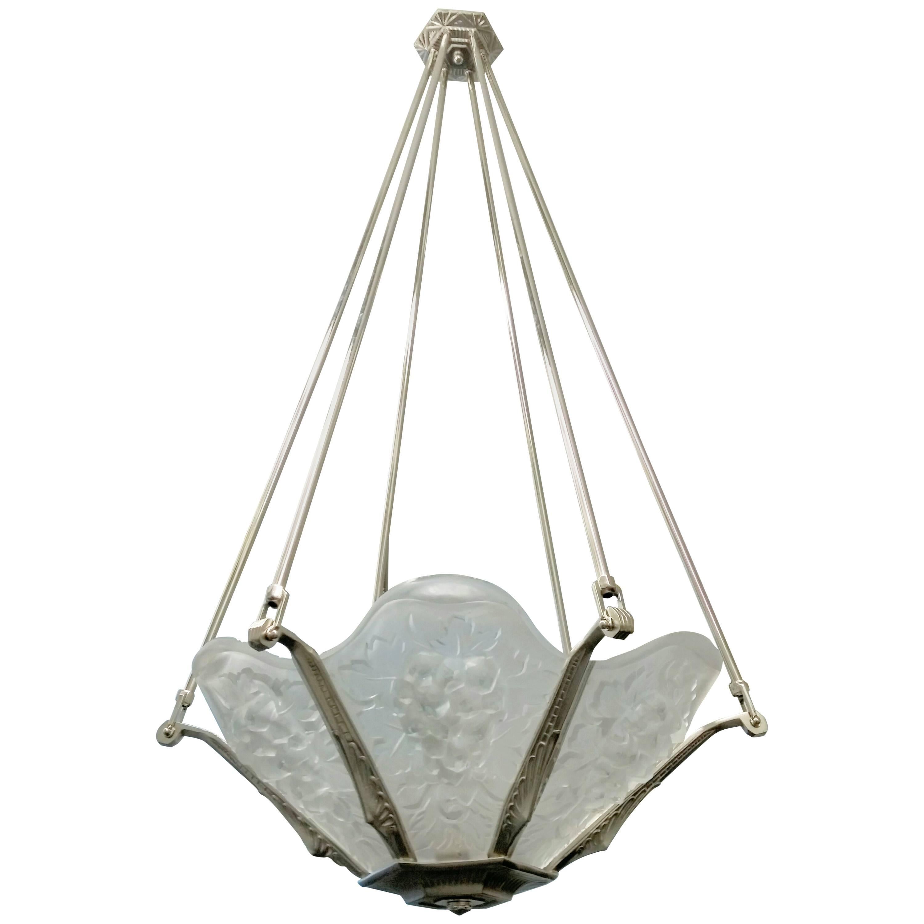 French Art Deco Chandelier by Sabino  For Sale