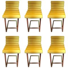 Milo Baughman Yellow Bar Stools