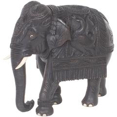 Antique Carved Anglo-Indian Elephant Figure