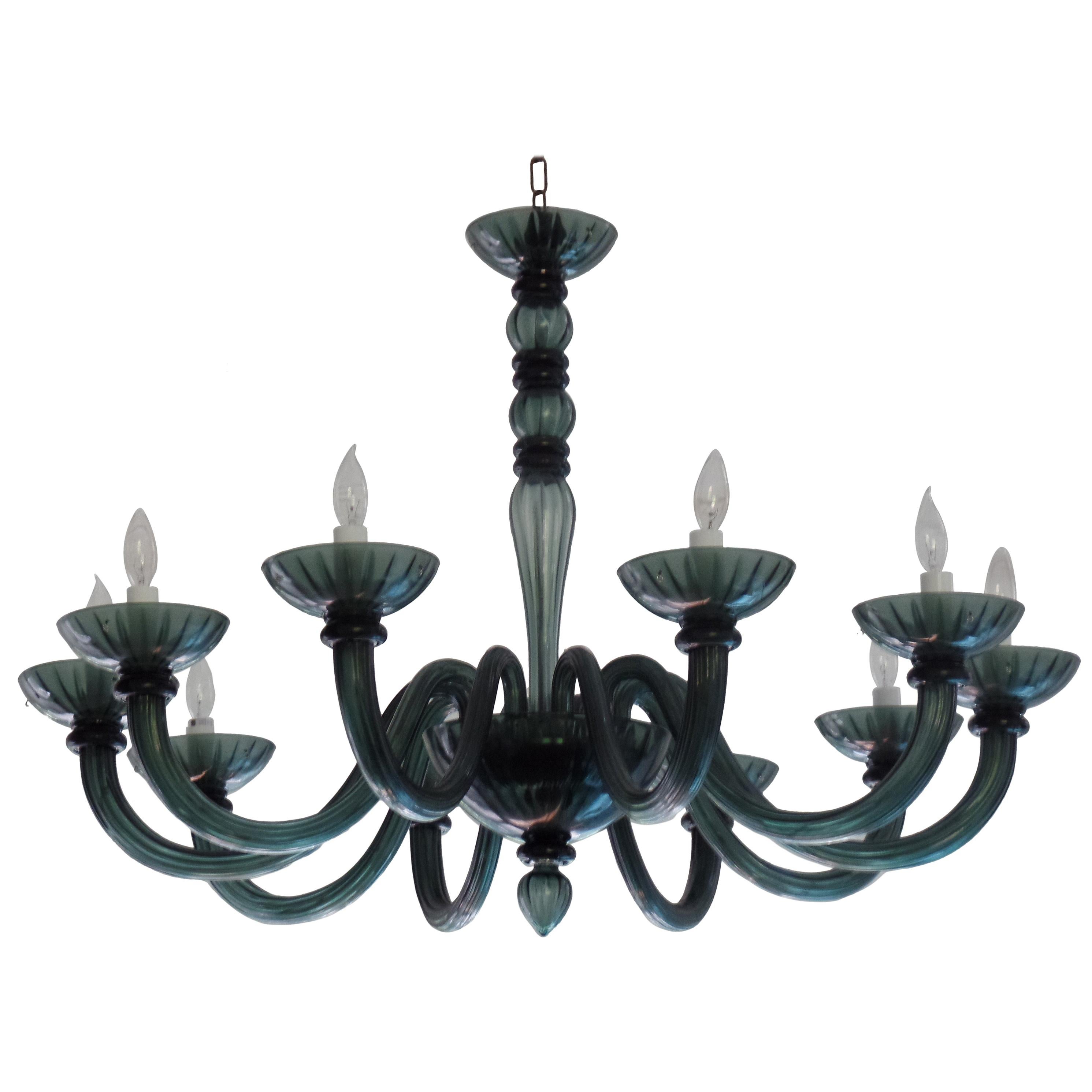 Italian Mid-Century Modern Neoclassic Murano/Venetian Glass Chandelier, Venini