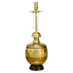 Monumental Indian Etched Brass Lamp by Marbro