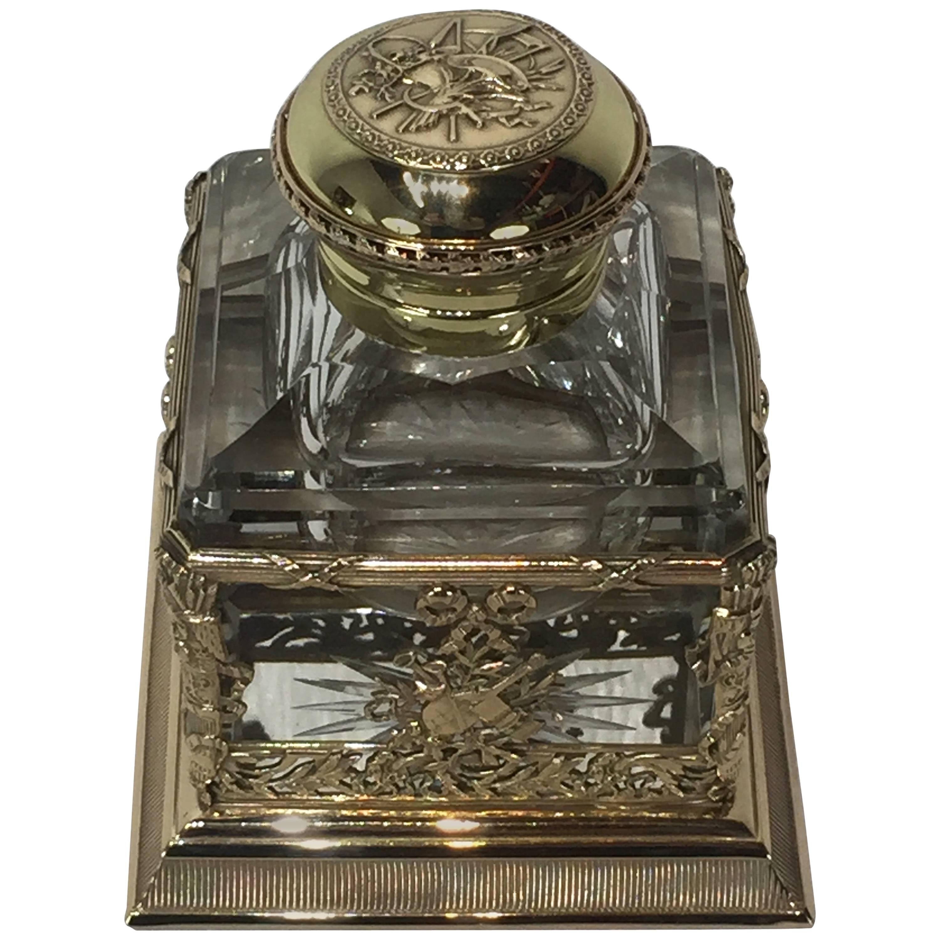 Empire Bronze-Mounted Baccarat Inkwell