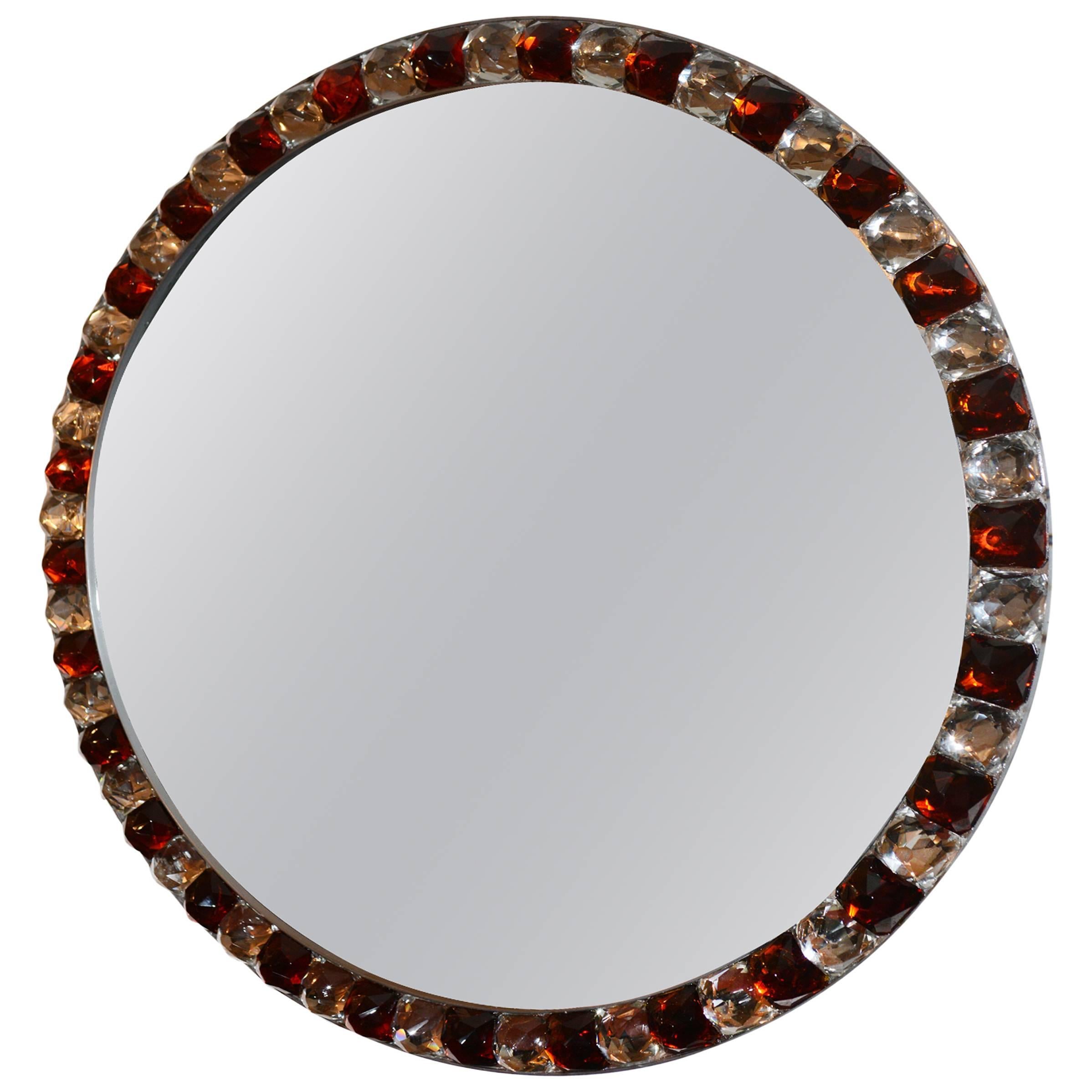 Red and White Diamond Mirror For Sale