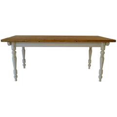 Antique Pine and Hardwood Farmhouse Table