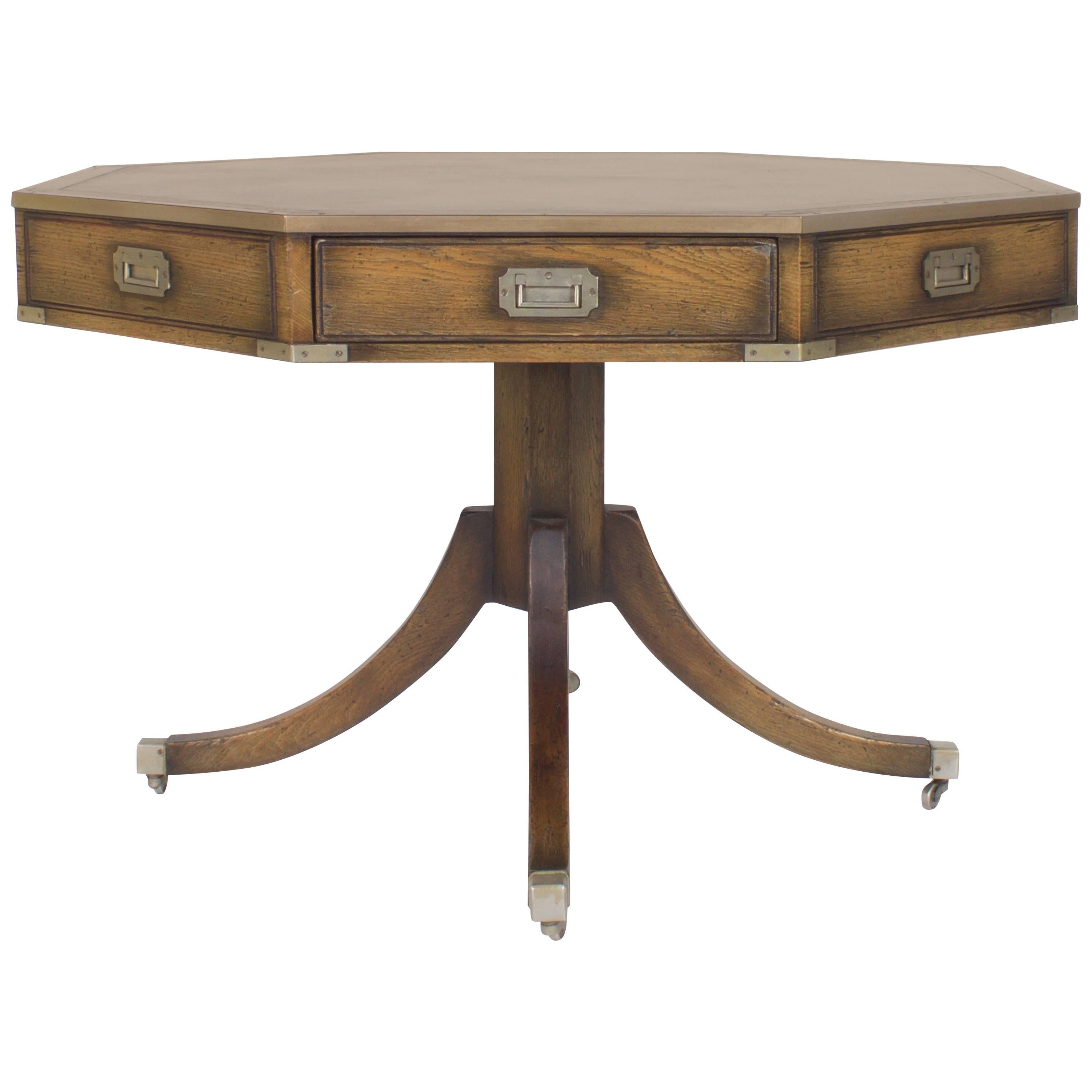 Vintage Campaign Style Center or Drum Table