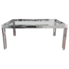 Vintage Lucite Dining Table with Glass Top in the Style of Karl Springer