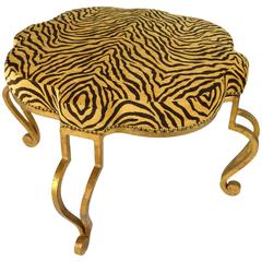 Mid-Century Gold Leafed Iron Ottoman