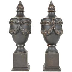 19th Century Pair of Copper Urns