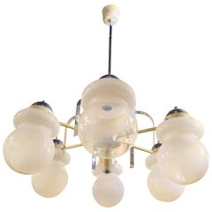 Mid-Century Modern Chandelier with Frosted Globes 8