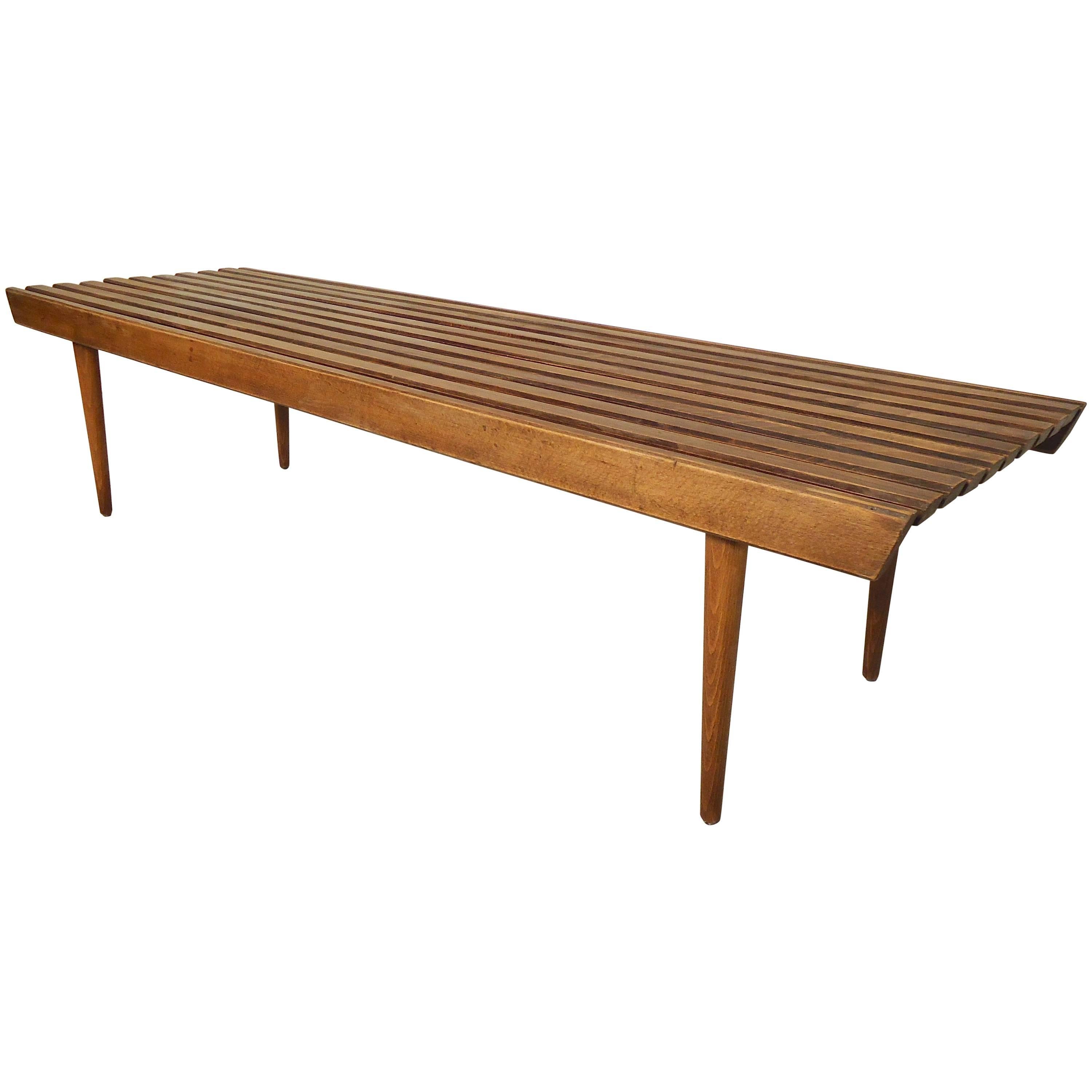 Vintage Modern Walnut Slat Bench