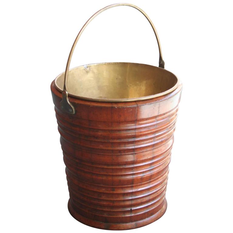 Antique Dutch Turned Mahogany Peat Bucket For Sale at 1stDibs