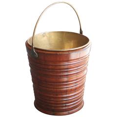Antique Dutch Turned Mahogany Peat Bucket