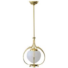 Amazing Jugendstil Pendant with Opaline Glass Shade